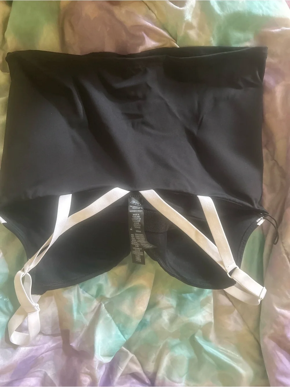 Black Longline Underwire Camisole with White Trim